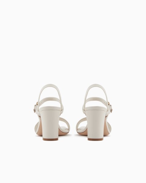 Buy Nappa Leather Heeled Sandals with Eagle Plate | Luxury Women's Designer Dress Sandals