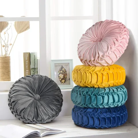 Velvet Round Throw Pillow Covers Set of 2 for Elegant Home Décor