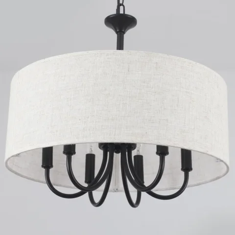 6-Light Farmhouse Drum Candle Chandelier for Dining Room and Entryway