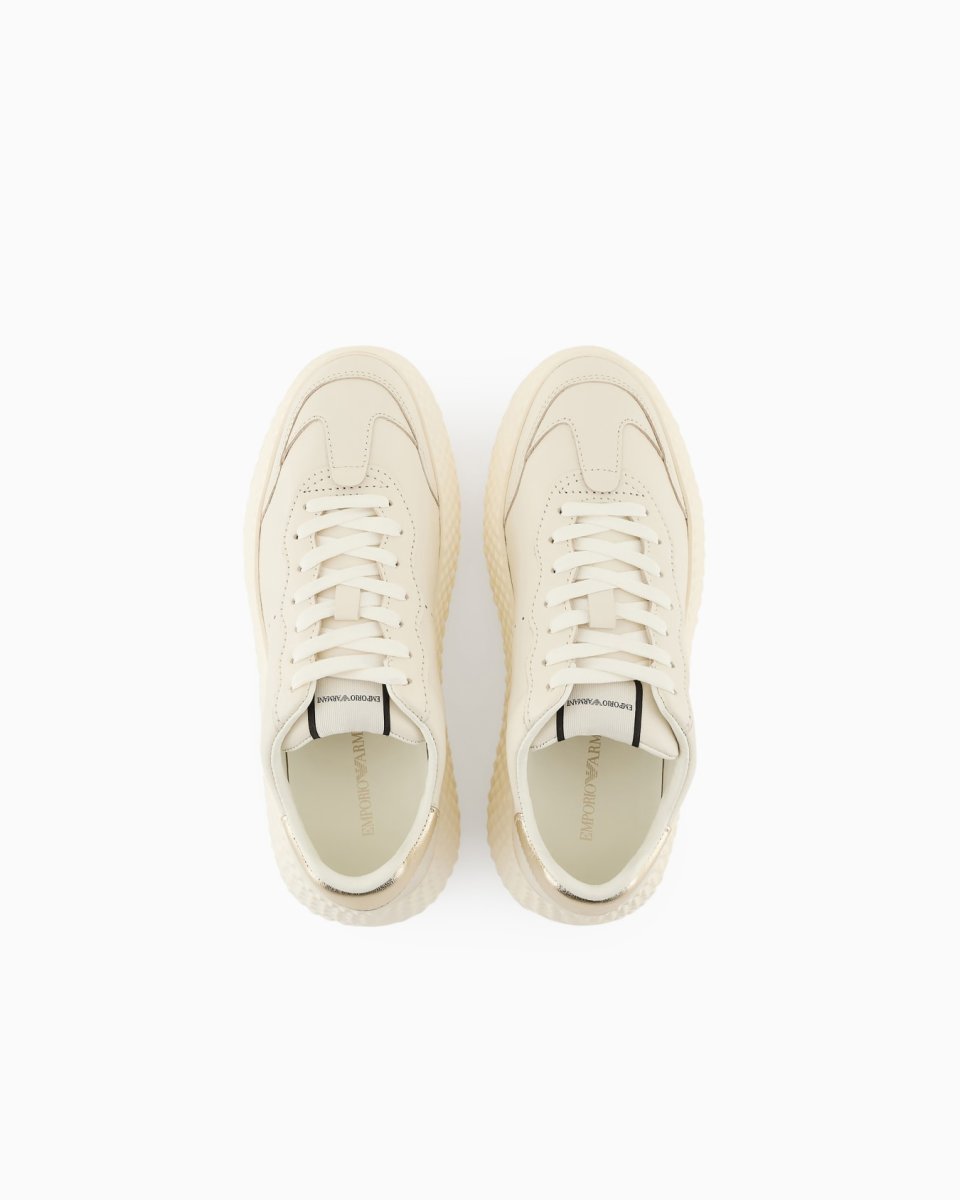 Chunky leather sneakers with gold back