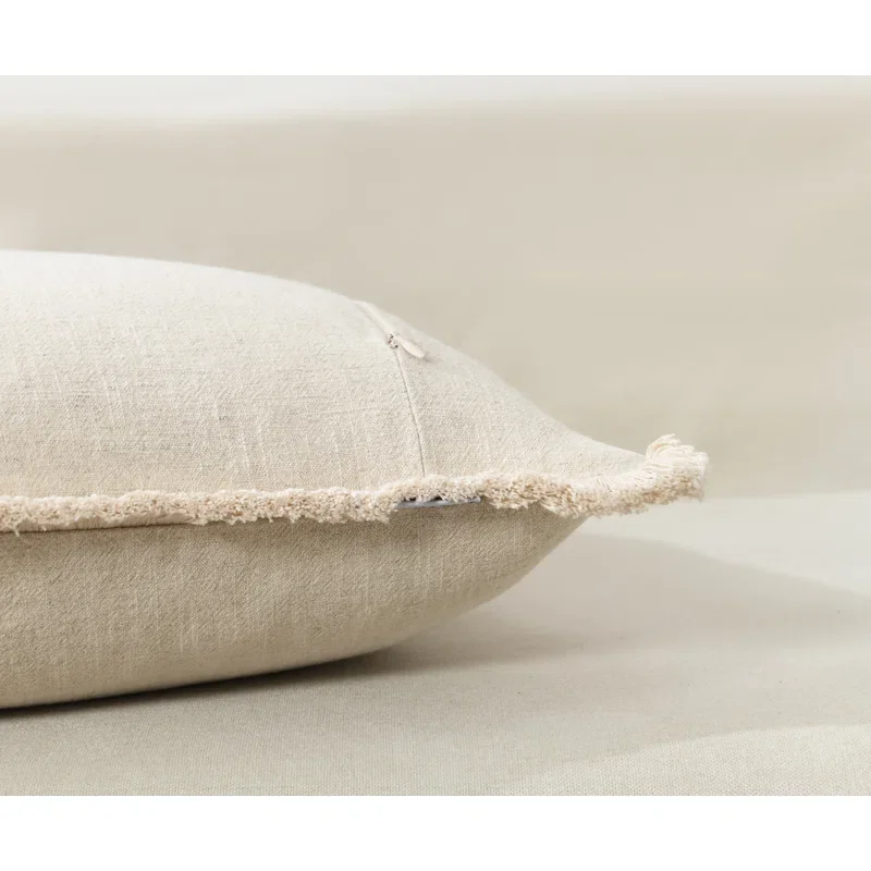 Washed Linen Textured Boho Farmhouse Pillow Cover With Tassels Edge (Set of 2)