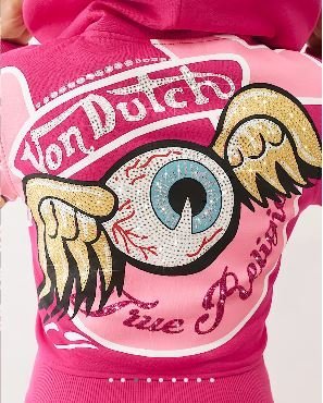 Women's True Religion X Von Dutch Crystal Shrunken Zip Hoodie - hoodie with hidden pockets for travel security