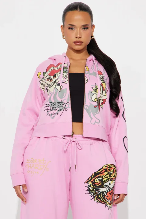 ED Hardy Tiger Roar Zip up Hoodie - gym hoodie for men lightweight performance wear