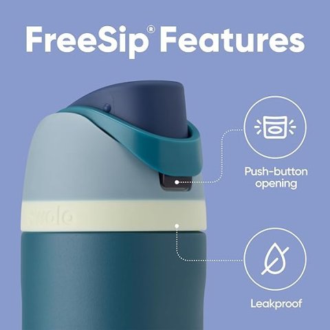 Owala FreeSip 24 Oz Insulated Water Bottle Denim | BPA Free Stainless Steel Sports Bottle with Straw for Travel and Daily Hydration