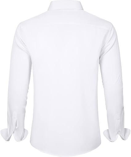 Men's White Long Sleeve Dress Shirt for Formal and Business Wear