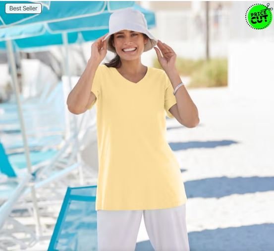 Buy Woman Within Plus Size V-Neck Tee - Perfect Everyday Fit