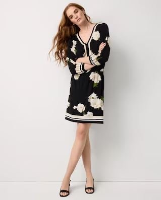Buy WHBM Black Mini Dress | Sophisticated Neck Detail