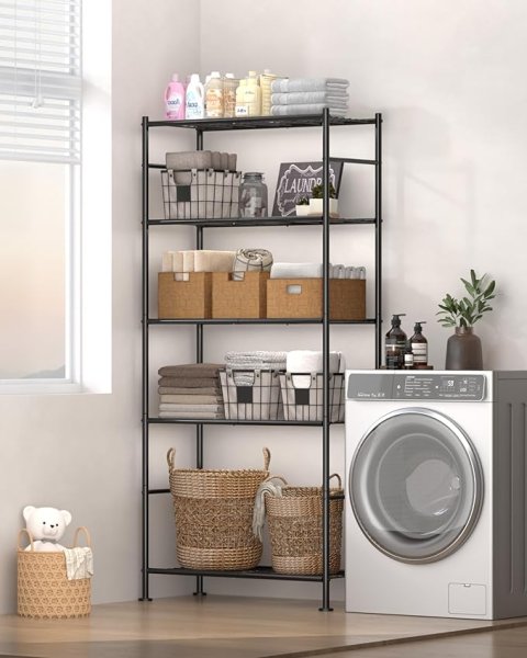 Buy 5-Tier Heavy-Duty Metal Storage Shelves Online | Multi-Purpose Shelving Unit for Garage, Pantry, Kitchen & Home Organization