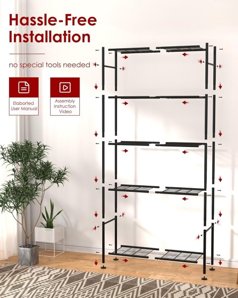 Buy 5-Tier Heavy-Duty Metal Storage Shelves Online | Multi-Purpose Shelving Unit for Garage, Pantry, Kitchen & Home Organization
