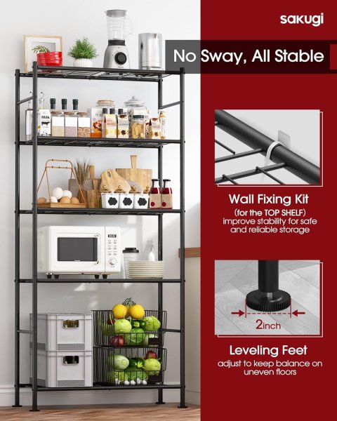 Buy 5-Tier Heavy-Duty Metal Storage Shelves Online | Multi-Purpose Shelving Unit for Garage, Pantry, Kitchen & Home Organization