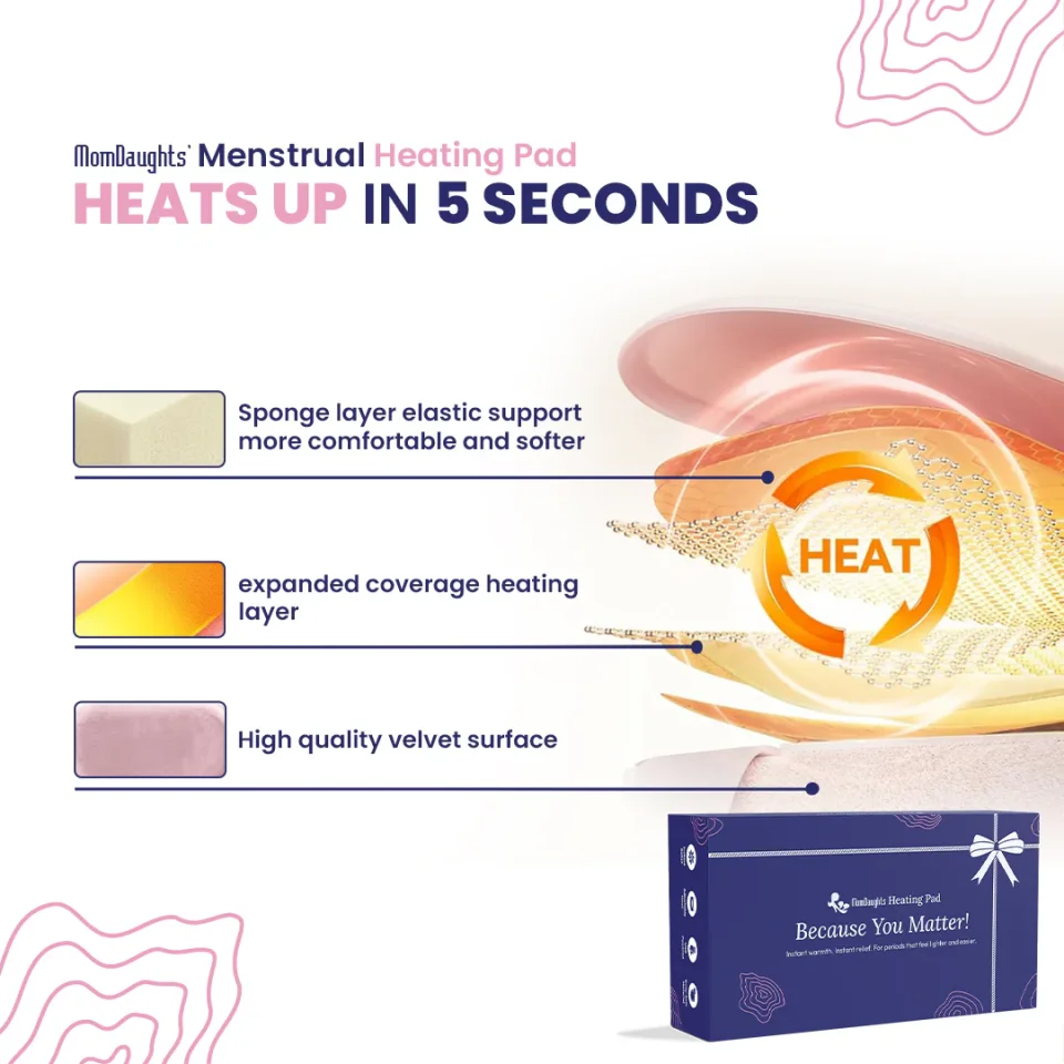 MomDaughts Menstrual Period Heating Pad for Cramps Massage