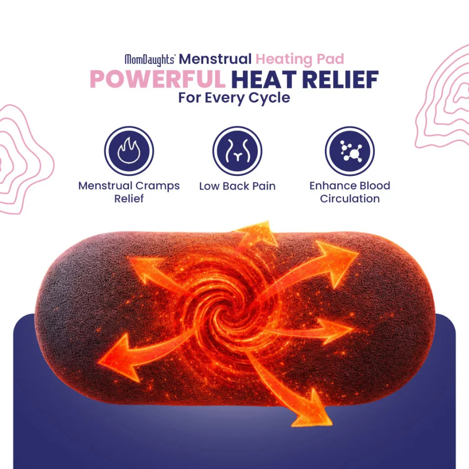 MomDaughts Menstrual Period Heating Pad for Cramps Massage