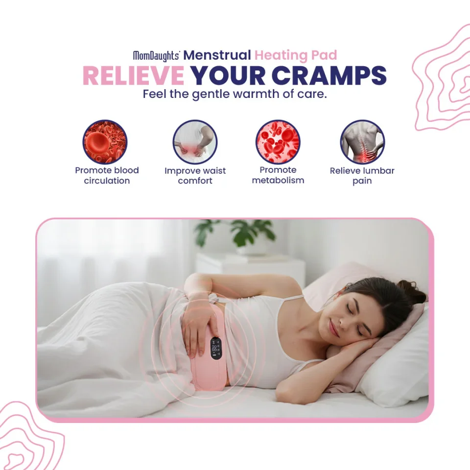 MomDaughts Menstrual Period Heating Pad for Cramps Massage