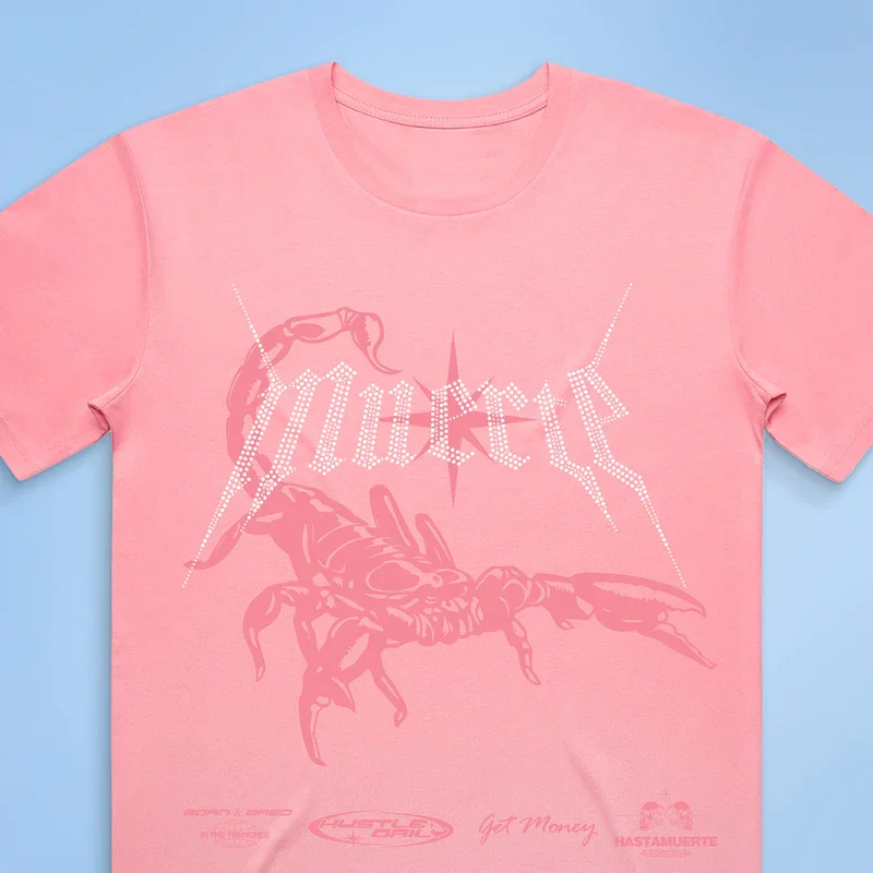 Rhinestone Scorpion Graphic Country Club Tee in Pink
