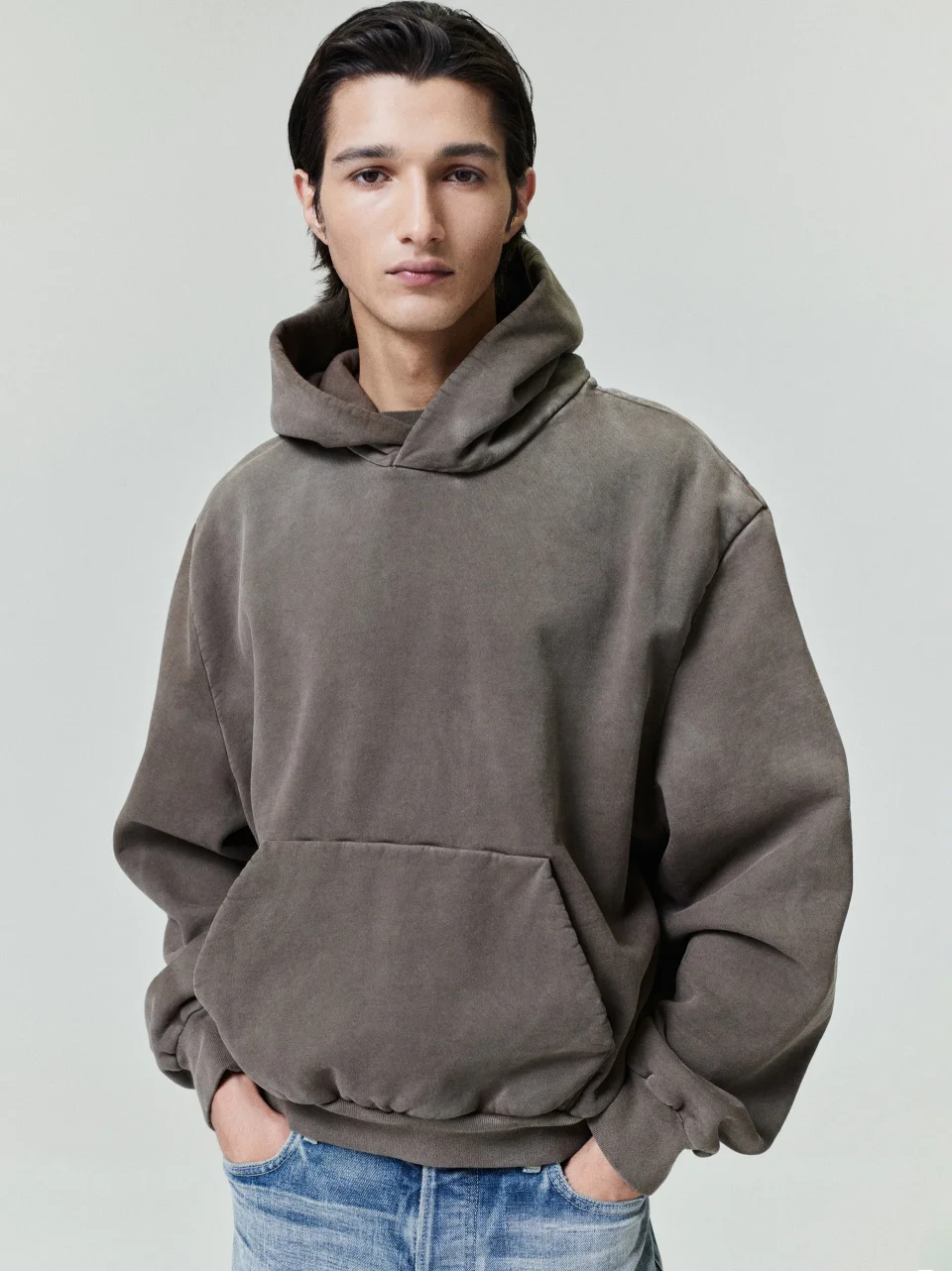 Sunfaded Classic Half Raglan Hoodie with Extra Long Sleeves