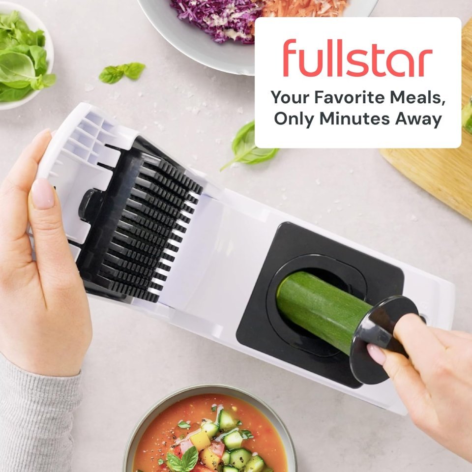 Fullstar 7 in 1 Vegetable Chopper and Mandoline Slicer | Multi Function Food Chopper with Container and Cheese Grater