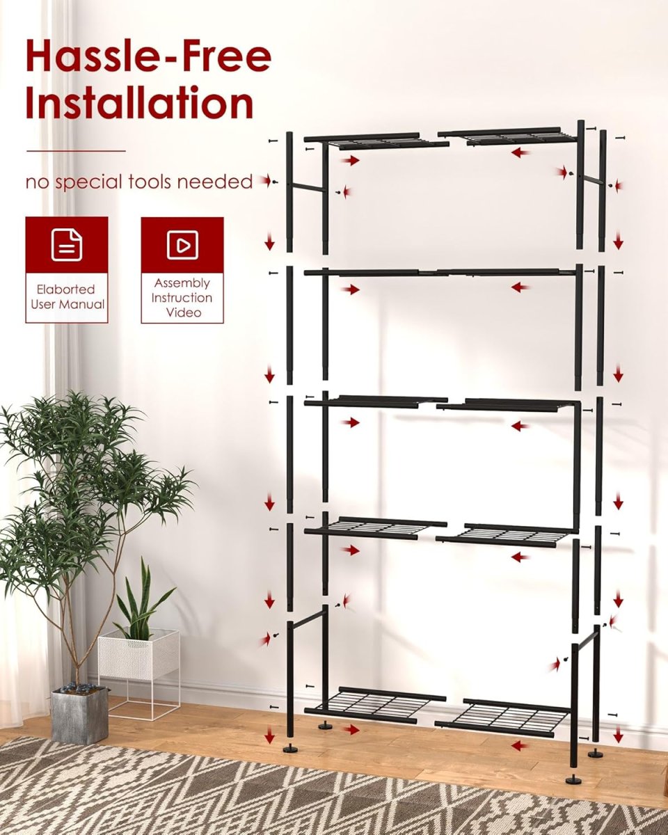 Buy 5-Tier Heavy-Duty Metal Storage Shelves Online | Multi-Purpose Shelving Unit for Garage, Pantry, Kitchen & Home Organization