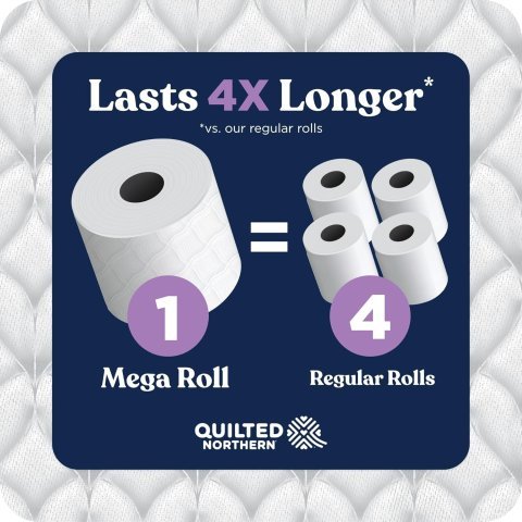 Quilted Northern Ultra Plush Toilet Paper 6 Mega Rolls | 3 Ply Ultra Soft Thick Toilet Tissue for Premium Bathroom Comfort