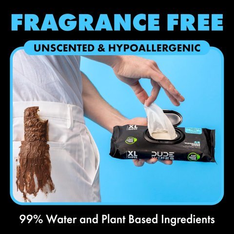 DUDE Wipes Unscented Flushable Wipes | Extra Large Adult Wet Wipes for Sensitive Skin and Everyday Freshness