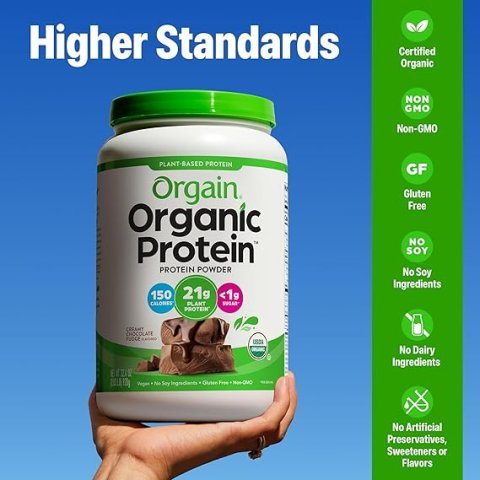 Organic Vegan Protein Powder, Creamy Chocolate Fudge | 21g Plant Protein