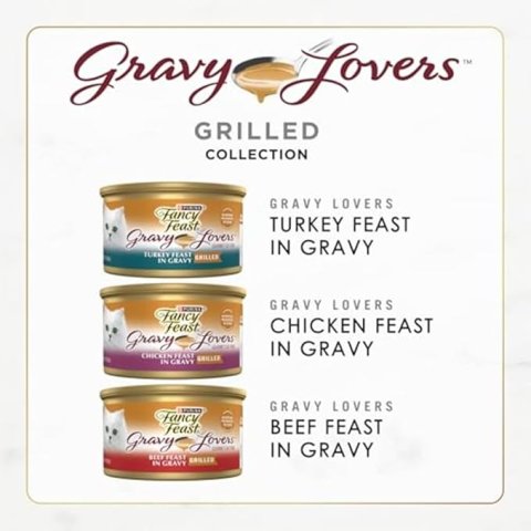 Buy Purina Fancy Feast Gravy Lovers Wet Cat Food Variety Pack 30 Cans | Gourmet Poultry and Beef Cat Food in Rich Gravy