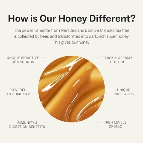 Manukora Raw Manuka Honey MGO 50+ — 250g, New Zealand, Non-GMO, Glyphosate Residue Free, 3rd-Party Tested, Traceable Hive-to-Hand, Daily Immune & Gut Wellness