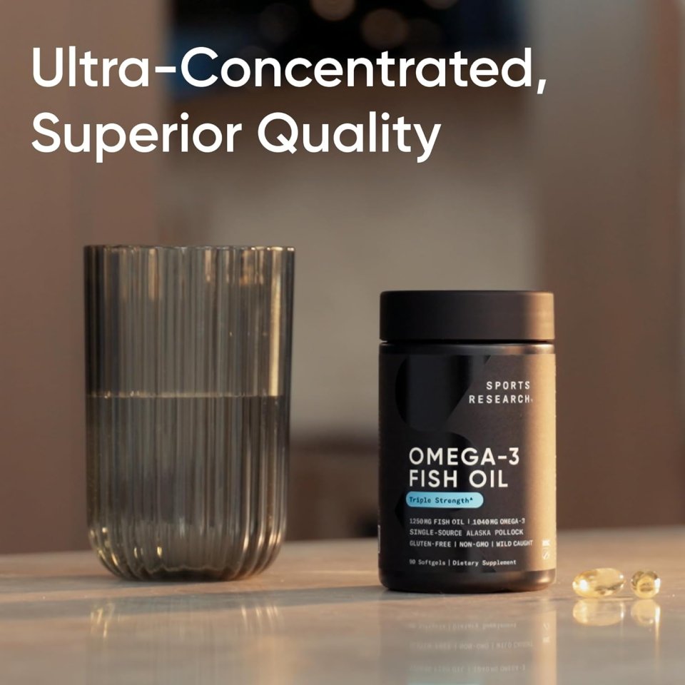 Buy Sports Research Omega-3 Fish Oil 1250 | Triple Strength Sustainable EPA/DHA