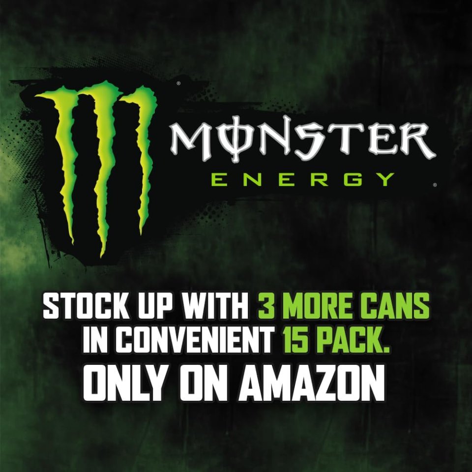 Monster Energy Drink Original Green 16 Oz 15 Pack | High Caffeine Energy Drink for Focus and Performance