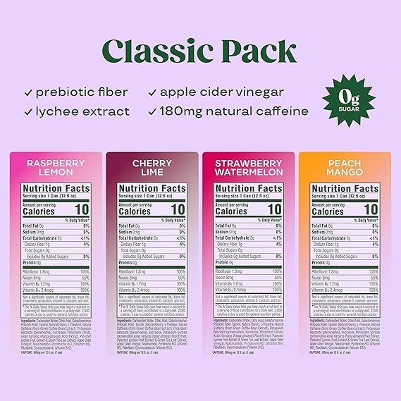 Bloom Nutrition Sparkling Energy Drink Variety Pack 12 Pack | Zero Sugar Natural Caffeine Energy Drink for Daily Focus