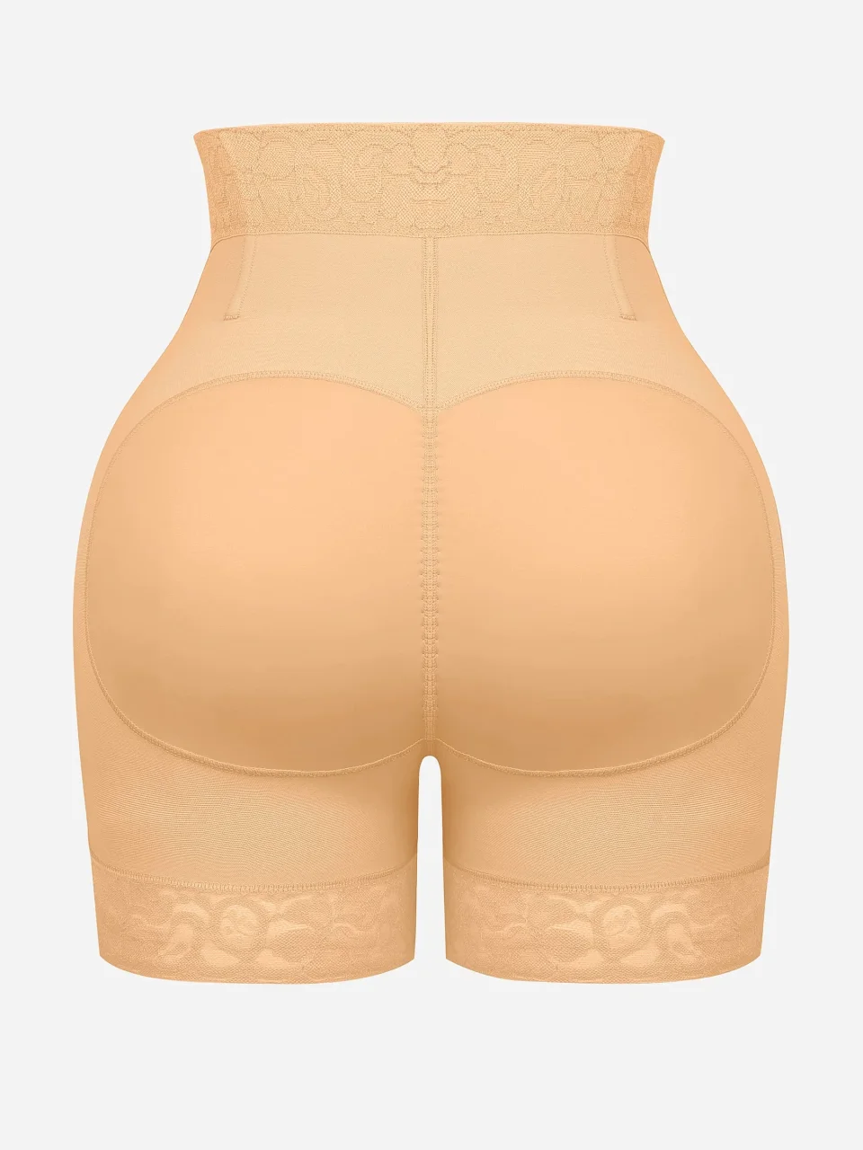 High-Waist Tummy Control Shaping Shorts with Clasps and Zipper