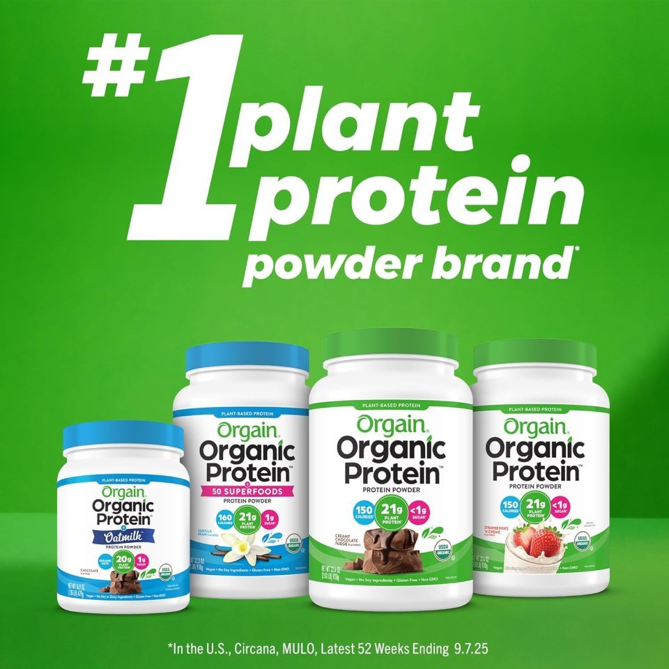 Orgain Organic Vegan Protein Powder, Vanilla Bean | 21g Plant Protein