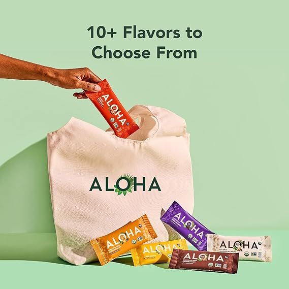 Buy ALOHA Organic Plant Based Protein Bars Peanut Butter Chocolate Chip | Vegan Low Sugar Protein Snack Bars Pack of 12