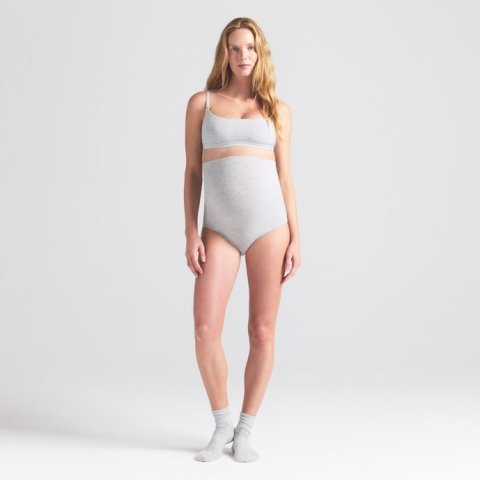 Buy Cotton Jersey Maternity High-Waisted Brief Light Heather Grey Online | Soft Pregnancy & Postpartum Comfort Underwear