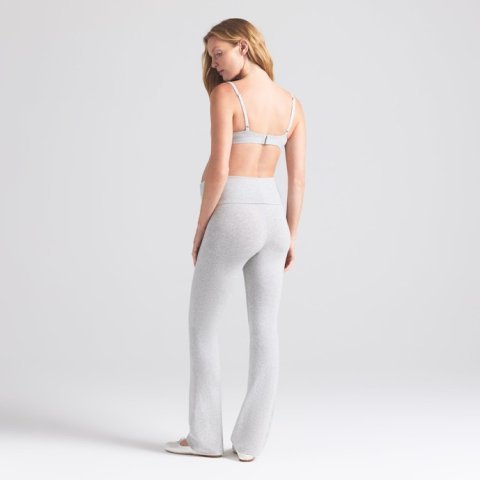 Buy Cotton Jersey Maternity Foldover Pants Light Heather Grey Online | Soft Pregnancy & Postpartum Lounge Pants