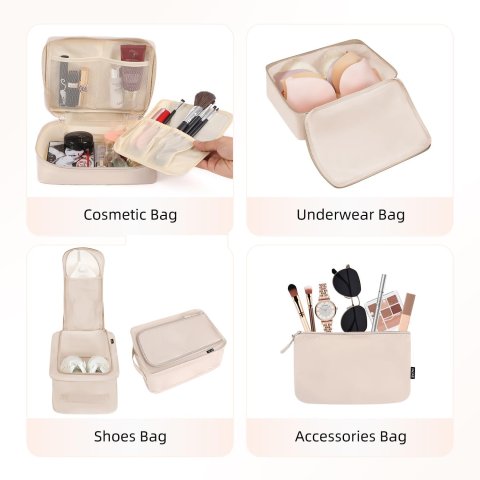 Buy BAGAIL 8 Set Packing Cubes for Travel Online | Luggage Organizer Packing Cubes Set - Cream
