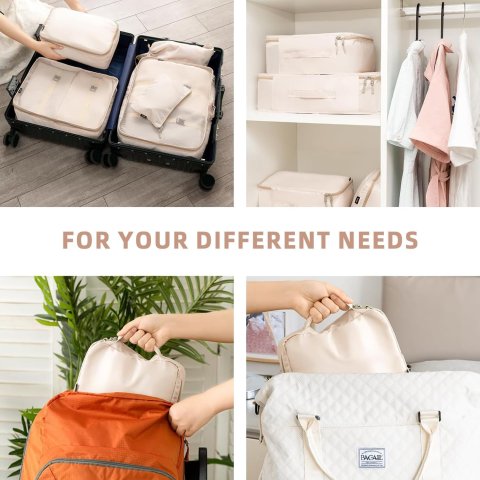 Buy BAGAIL 8 Set Packing Cubes for Travel Online | Luggage Organizer Packing Cubes Set - Cream