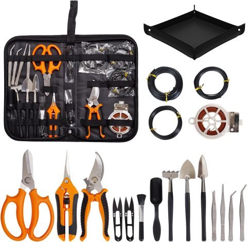 Buy 20-Piece Bonsai Tools Kit Online | Complete Bonsai Gardening Tool Set with Wire Kit, Pruning Shears & Leather Storage Bag