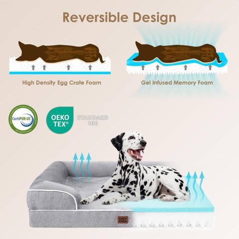 Buy EHEYCIGA Orthopedic Dog Bed for Extra Large Dogs Online | Waterproof Memory Foam XL Pet Bed with Bolsters & Washable Cover 44" x 32" Grey