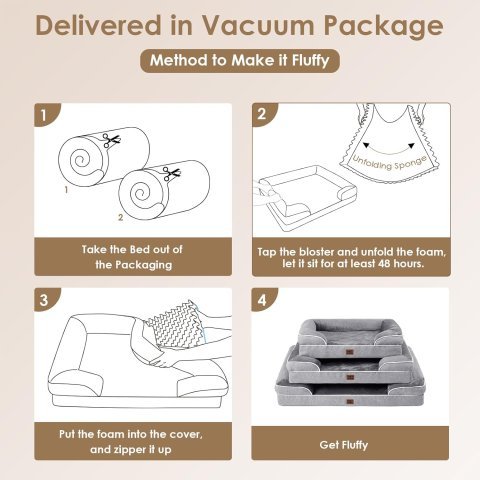 Buy EHEYCIGA Orthopedic Dog Bed for Extra Large Dogs Online | Waterproof Memory Foam XL Pet Bed with Bolsters & Washable Cover 44" x 32" Grey