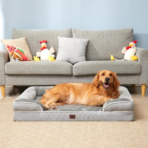 Buy EHEYCIGA Orthopedic Dog Bed for Extra Large Dogs Online | Waterproof Memory Foam XL Pet Bed with Bolsters & Washable Cover 44" x 32" Grey