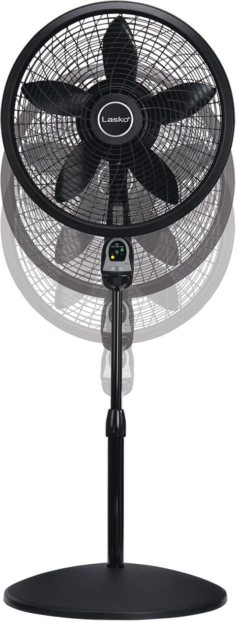 Buy Lasko Oscillating Cyclone Pedestal Fan 1843 Online | 18-Inch Adjustable Standing Fan with Remote, Timer & 3 Speeds | Black