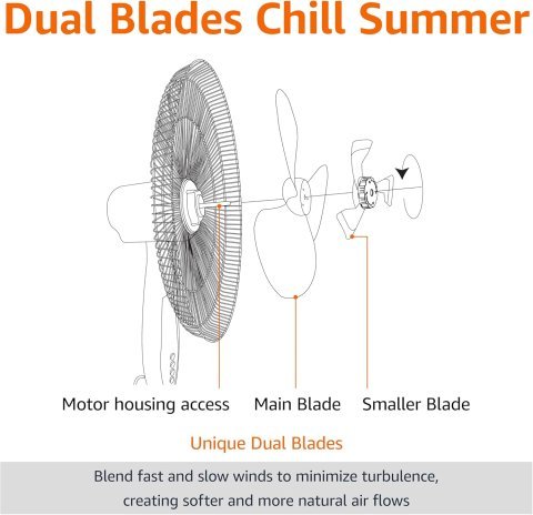 Buy Amazon Basics 16-Inch Pedestal Fan with Remote Online | Adjustable Standing Fan with 3 Speeds, Timer & Dual-Blade Cooling | Black