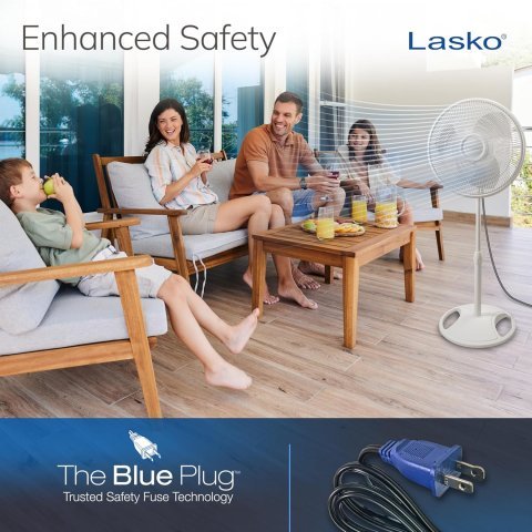 Buy Lasko Oscillating Pedestal Fan 2520 Online | 16-Inch Adjustable Standing Fan with 3 Quiet Speeds | White