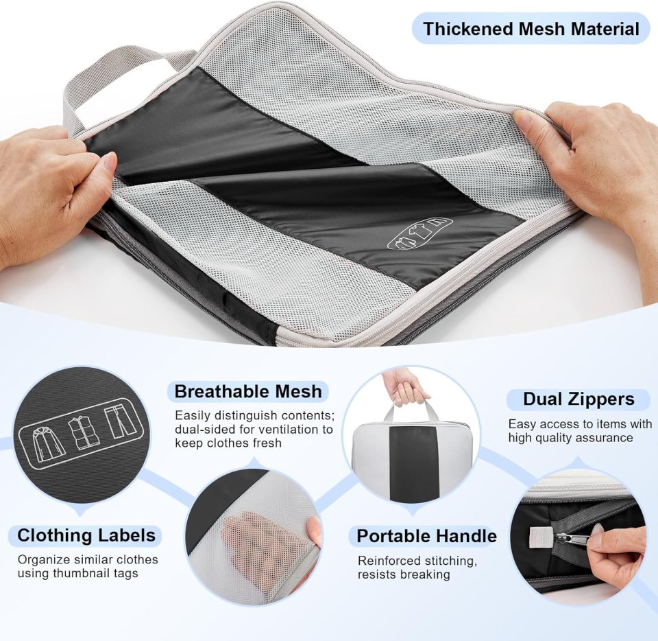 Buy OlarHike 10-Pack Compression Packing Cubes Online | Expandable Travel Luggage Organizer Set - Black