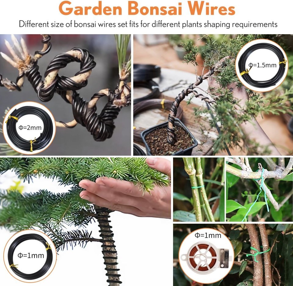 Buy 20-Piece Bonsai Tools Kit Online | Complete Bonsai Gardening Tool Set with Wire Kit, Pruning Shears & Leather Storage Bag