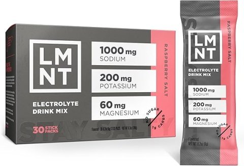 Buy LMNT Zero Sugar Electrolytes Raspberry Salt Drink Mix Online | 30 Stick Packs Hydration Powder