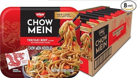 Buy Nissin Chow Mein Teriyaki Beef Noodles Online | Japanese-Style Instant Stir Fry Noodles 4 oz 8 Pack
