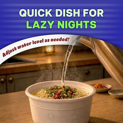 Buy Nongshim Gourmet Hot & Spicy Instant Ramen Bowl Online | Premium Microwavable Noodle Soup 3.03 oz 12 Pack