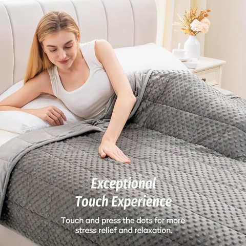 Buy Wemore Minky Dot Weighted Blanket Twin Size 15 lbs Online | Soft Weighted Blanket for Better Sleep & Stress Relief