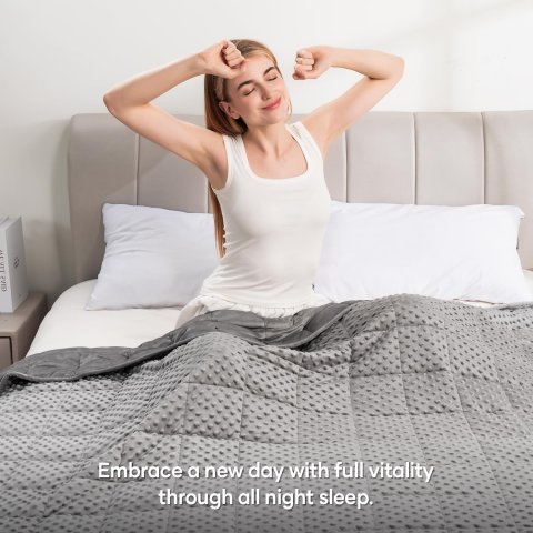 Buy Wemore Minky Dot Weighted Blanket Twin Size 15 lbs Online | Soft Weighted Blanket for Better Sleep & Stress Relief